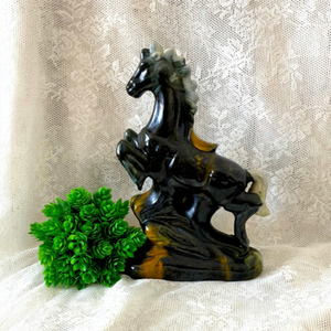 Vintage Ceramic Glazed Drip Rearing Horse
